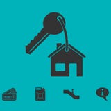 Ícone da chave da casa horizontalmente ilustração stock Ícone da chave da casa horizontalmente ilustração stock
