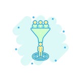 Ícone da gestão da ligação no estilo cômico Funil com o pictograma da ilustração dos desenhos animados do vetor dos povos Conceit ilustração royalty free Ícone da gestão da ligação no estilo cômico Funil com o pictograma da ilustração dos desenhos animados do vetor dos povos Conceit ilustração royalty free