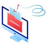 Ícone das informações pessoais de Phishing, estilo isométrico ilustração stock Ícone das informações pessoais de Phishing, estilo isométrico ilustração stock