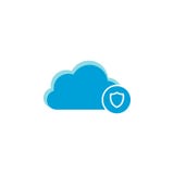 Ícone de computação da nuvem, ícone do protetor ilustração do vetor Ícone de computação da nuvem, ícone do protetor ilustração do vetor