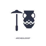 ícone do arqueólogo no fundo branco Ilustração simples do elemento do conceito da história ilustração royalty free ícone do arqueólogo no fundo branco Ilustração simples do elemento do conceito da história ilustração royalty free