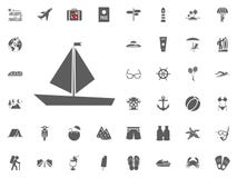 Ícone do barco de navigação Férias de verão e ícones de viagem do vetor ajustados ilustração do vetor Ícone do barco de navigação Férias de verão e ícones de viagem do vetor ajustados ilustração do vetor