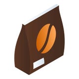 Ícone do bloco do feijão de café, estilo isométrico ilustração royalty free Ícone do bloco do feijão de café, estilo isométrico ilustração royalty free