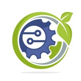 Ícone do logotipo para o negócio verde da tecnologia, a favor do meio ambiente ilustração royalty free Ícone do logotipo para o negócio verde da tecnologia, a favor do meio ambiente ilustração royalty free
