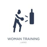Ícone do treinamento da mulher Ícone liso na moda do treinamento da mulher do vetor em w ilustração do vetor Ícone do treinamento da mulher Ícone liso na moda do treinamento da mulher do vetor em w ilustração do vetor