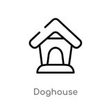 ícone do vetor da casa de cachorro do esboço linha simples preta isolada ilustração do elemento do conceito dos animais Curso edi ilustração stock ícone do vetor da casa de cachorro do esboço linha simples preta isolada ilustração do elemento do conceito dos animais Curso edi ilustração stock