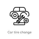 ícone do vetor da mudança do pneu de carro do esboço linha simples preta isolada ilustração do elemento do conceito dos mechanico ilustração stock ícone do vetor da mudança do pneu de carro do esboço linha simples preta isolada ilustração do elemento do conceito dos mechanico ilustração stock