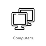 ícone do vetor dos computadores do esboço linha simples preta isolada ilustra??o do elemento do conceito do computador Curso edit ilustração royalty free ícone do vetor dos computadores do esboço linha simples preta isolada ilustra??o do elemento do conceito do computador Curso edit ilustração royalty free
