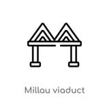 ícone do vetor do viaduto de millau do esboço linha simples preta isolada ilustração do elemento do conceito dos monumentos Curso ilustração royalty free ícone do vetor do viaduto de millau do esboço linha simples preta isolada ilustração do elemento do conceito dos monumentos Curso ilustração royalty free