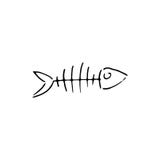 Ícone Handdrawn da garatuja do osso de peixes Esboço preto tirado mão Sinal S ilustração do vetor Ícone Handdrawn da garatuja do osso de peixes Esboço preto tirado mão Sinal S ilustração do vetor