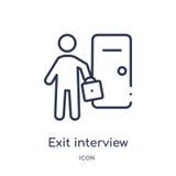 Ícone linear da entrevista de saída da coleção do esboço dos recursos humanos Linha fina ícone da entrevista de saída isolado no ilustração do vetor Ícone linear da entrevista de saída da coleção do esboço dos recursos humanos Linha fina ícone da entrevista de saída isolado no ilustração do vetor