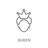 Ícone linear da rainha Conceito moderno do logotipo da rainha do esboço nos vagabundos brancos ilustração royalty free Ícone linear da rainha Conceito moderno do logotipo da rainha do esboço nos vagabundos brancos ilustração royalty free