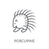 ícone linear do porco- Conceito moderno do logotipo do porco- do esboço sobre ilustração stock ícone linear do porco- Conceito moderno do logotipo do porco- do esboço sobre ilustração stock