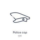 Ícone linear do tampão da polícia da coleção do esboço da lei e da justiça Linha fina ícone do tampão da polícia isolado no fundo ilustração do vetor Ícone linear do tampão da polícia da coleção do esboço da lei e da justiça Linha fina ícone do tampão da polícia isolado no fundo ilustração do vetor