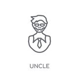 ícone linear do tio Conceito moderno do logotipo do tio do esboço nos vagabundos brancos ilustração royalty free ícone linear do tio Conceito moderno do logotipo do tio do esboço nos vagabundos brancos ilustração royalty free