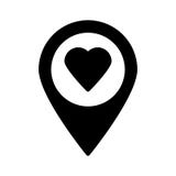 Ícone liso do vetor do glyph favorito dos gps ilustração stock Ícone liso do vetor do glyph favorito dos gps ilustração stock