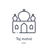 Ícone mahal do taj linear da coleção do esboço da Índia e do holi Linha fina ícone mahal do taj isolado no fundo branco Taj Mahal ilustração do vetor Ícone mahal do taj linear da coleção do esboço da Índia e do holi Linha fina ícone mahal do taj isolado no fundo branco Taj Mahal ilustração do vetor