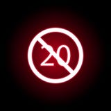 Ícone proibido de 20 idades no estilo de néon vermelho Pode ser usado para a Web, logotipo, app m?vel, UI, UX ilustração stock Ícone proibido de 20 idades no estilo de néon vermelho Pode ser usado para a Web, logotipo, app m?vel, UI, UX ilustração stock