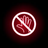Ícone proibido do toque no estilo de néon vermelho Pode ser usado para a Web, logotipo, app m?vel, UI, UX ilustração do vetor Ícone proibido do toque no estilo de néon vermelho Pode ser usado para a Web, logotipo, app m?vel, UI, UX ilustração do vetor