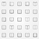Ícones abertos do livro ajustados ilustração stock Ícones abertos do livro ajustados ilustração stock
