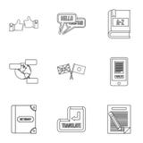 Ícones ajustados, estilo da língua estrangeira do esboço ilustração do vetor Ícones ajustados, estilo da língua estrangeira do esboço ilustração do vetor