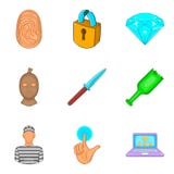 Ícones ajustados, estilo da malversação dos desenhos animados ilustração royalty free Ícones ajustados, estilo da malversação dos desenhos animados ilustração royalty free