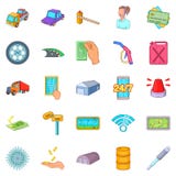 Ícones ajustados, estilo da manutenção do veículo dos desenhos animados Fotos de Stock Ícones ajustados, estilo da manutenção do veículo dos desenhos animados Fotos de Stock
