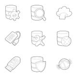 Ícones ajustados, estilo da relação do armazenamento do esboço ilustração do vetor Ícones ajustados, estilo da relação do armazenamento do esboço ilustração do vetor