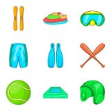 Ícones ajustados, estilo da vida do esporte dos desenhos animados Fotos de Stock Ícones ajustados, estilo da vida do esporte dos desenhos animados Fotos de Stock