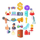 Ícones ajustados, estilo do concerto dos desenhos animados ilustração stock Ícones ajustados, estilo do concerto dos desenhos animados ilustração stock