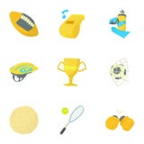 Ícones ajustados, estilo do esporte dos desenhos animados Fotos de Stock Ícones ajustados, estilo do esporte dos desenhos animados Fotos de Stock