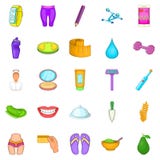 Ícones ajustados, estilo do produto de beleza dos desenhos animados ilustração stock Ícones ajustados, estilo do produto de beleza dos desenhos animados ilustração stock