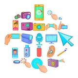 Ícones ajustados, estilo do telefone celular dos desenhos animados ilustração royalty free Ícones ajustados, estilo do telefone celular dos desenhos animados ilustração royalty free