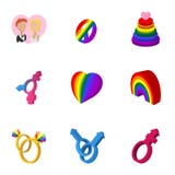 Ícones ajustados, estilo dos gay e lesbiana dos desenhos animados ilustração royalty free Ícones ajustados, estilo dos gay e lesbiana dos desenhos animados ilustração royalty free