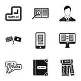 Ícones ajustados, estilo simples da língua estrangeira ilustração stock Ícones ajustados, estilo simples da língua estrangeira ilustração stock