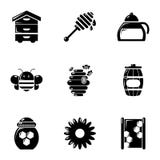 Ícones ajustados, estilo simples da produção do mel ilustração royalty free Ícones ajustados, estilo simples da produção do mel ilustração royalty free