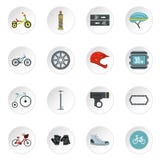 Ícones Bicycling ajustados, estilo liso ilustração stock Ícones Bicycling ajustados, estilo liso ilustração stock