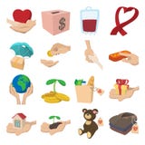 Ícones dados Donate dos desenhos animados ajustados ilustração stock Ícones dados Donate dos desenhos animados ajustados ilustração stock