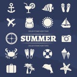 Ícones das férias de verão ajustados - ícone da aventura do curso ilustração stock Ícones das férias de verão ajustados - ícone da aventura do curso ilustração stock