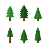 Ícones das árvores de Natal dos desenhos animados isolados no fundo branco Ilustração do vetor Fotos de Stock Royalty Free Ícones das árvores de Natal dos desenhos animados isolados no fundo branco Ilustração do vetor Fotos de Stock Royalty Free