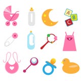 Ícones do bebê - menina ilustração stock Ícones do bebê - menina ilustração stock