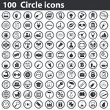 100 ícones do círculo ajustados Imagens de Stock
