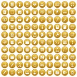 100 ícones do espaço de trabalho ajustaram o ouro ilustração stock 100 ícones do espaço de trabalho ajustaram o ouro ilustração stock