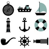 Ícones do mar ajustados ilustração do vetor Ícones do mar ajustados ilustração do vetor