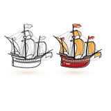 Ícones do navio de navigação Ícone linear e colorido do navio ilustração royalty free Ícones do navio de navigação Ícone linear e colorido do navio ilustração royalty free