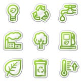 Ícones do Web da ecologia, série verde da etiqueta do contorno ilustração do vetor Ícones do Web da ecologia, série verde da etiqueta do contorno ilustração do vetor