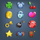 Ícones dos desenhos animados ajustados para a interface de utilizador do jogo ilustração royalty free Ícones dos desenhos animados ajustados para a interface de utilizador do jogo ilustração royalty free