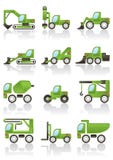 Ícones dos veículos do edifício ajustados ilustração stock Ícones dos veículos do edifício ajustados ilustração stock