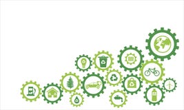 Ícones ecológicos da roda dentada de Infography ilustração stock Ícones ecológicos da roda dentada de Infography ilustração stock