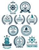 Ícones heráldicos marinhos náuticos do vetor para a vela ilustração royalty free Ícones heráldicos marinhos náuticos do vetor para a vela ilustração royalty free